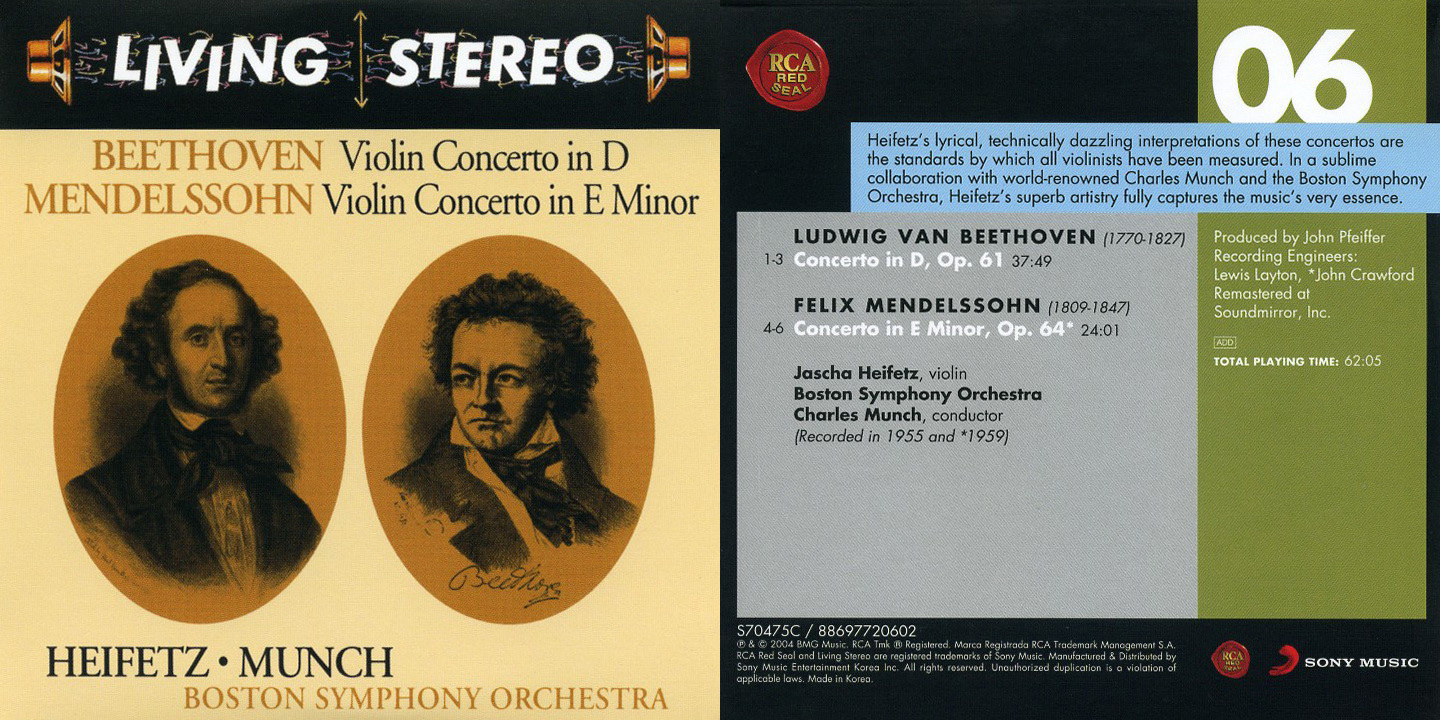 Heifetz， Munch， Boston Symphony， Mendelssohn/Prokofieff